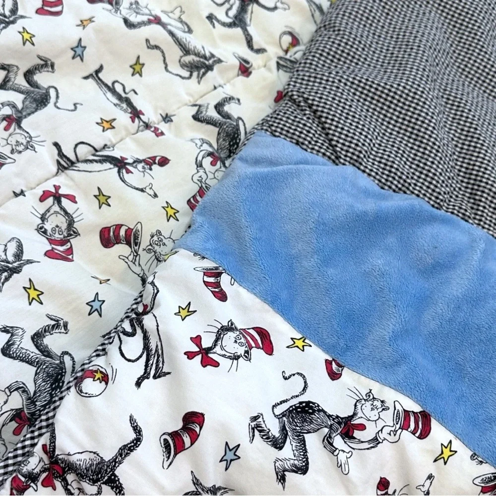 Dr. Seuss Baby Color Block Reversible Crib Quilt Comforter Patchwork Play Mat